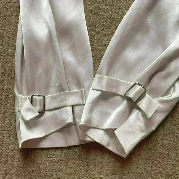Babaton Refined Satin Cargo Pant, bone/white high waisted pant, size 16. - Picture 8 of 14